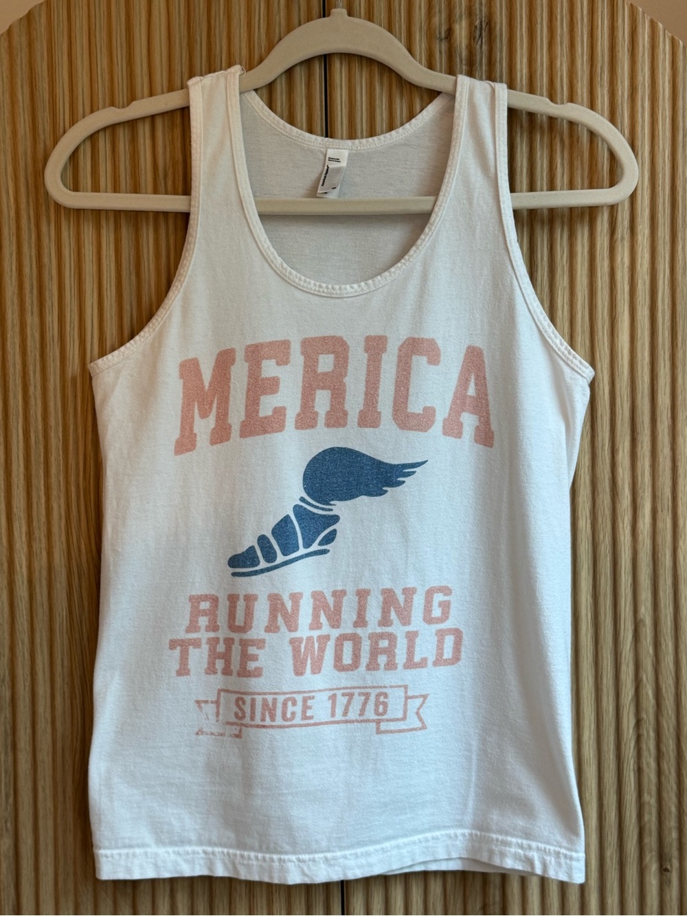 American Apparel America Crew Neck Tank Top, Merica Running The World Since 1776